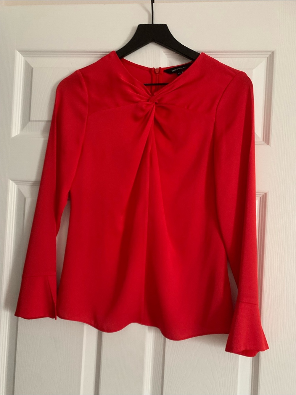 Karen Millen Red Twist-Detail Long Sleeve Blouse - Picture 6 of 7
